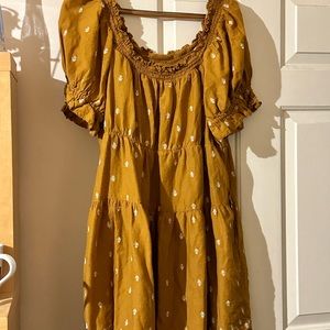 COPY - Gold knee length dress can be off shoulder or on shoulder